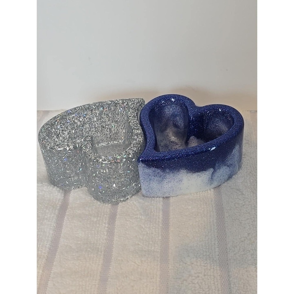 Handmade‎ Resin Blue And Silver Trinket Bixes. 756